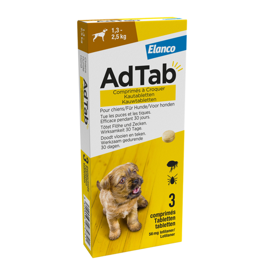 Adtab kauwtablet voor honden (1,3 - 2,5 kg) 3 tabletten