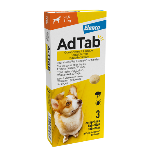 Adtab kauwtablet voor honden (&gt;5,5 - 11 kg) 3 tabletten