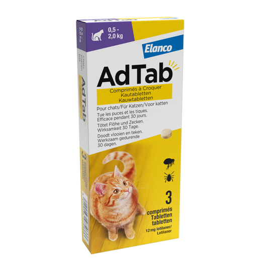 Adtab kauwtablet voor katten (0,5 - 2,0 kg) 3 tabletten