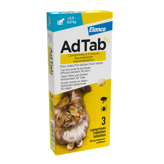Adtab kauwtablet voor katten (&gt;2,0 - 8,0 kg) 3 tabletten