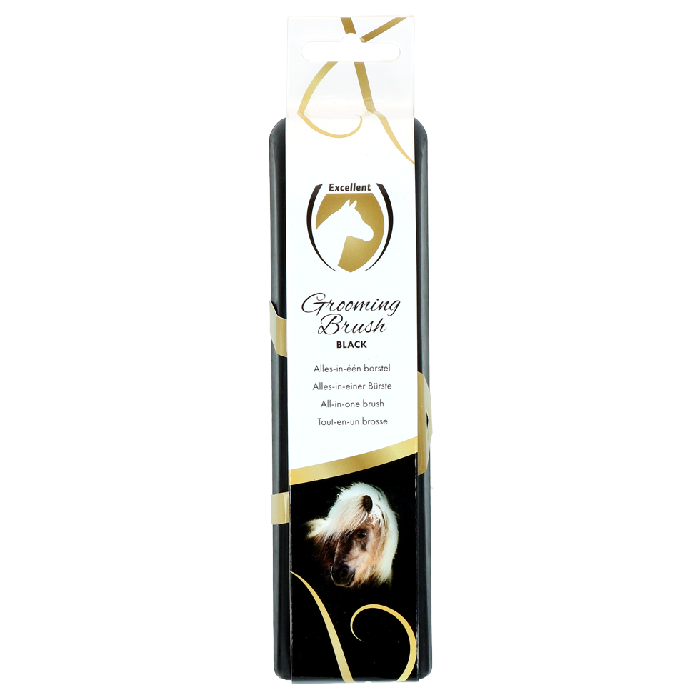 Excellent Horse Grooming Brush Medium zwart