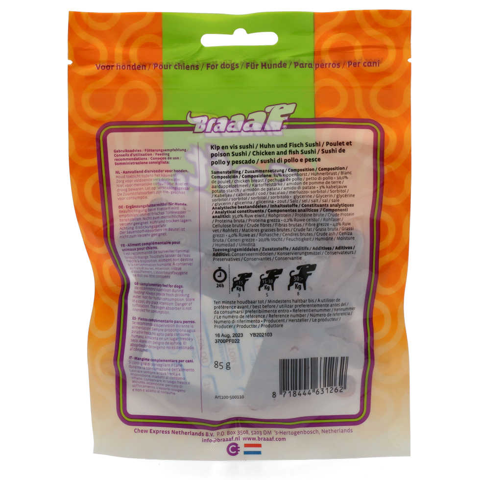 Braaaf Soft Snack Zalmstick met wortel en sperzieboon