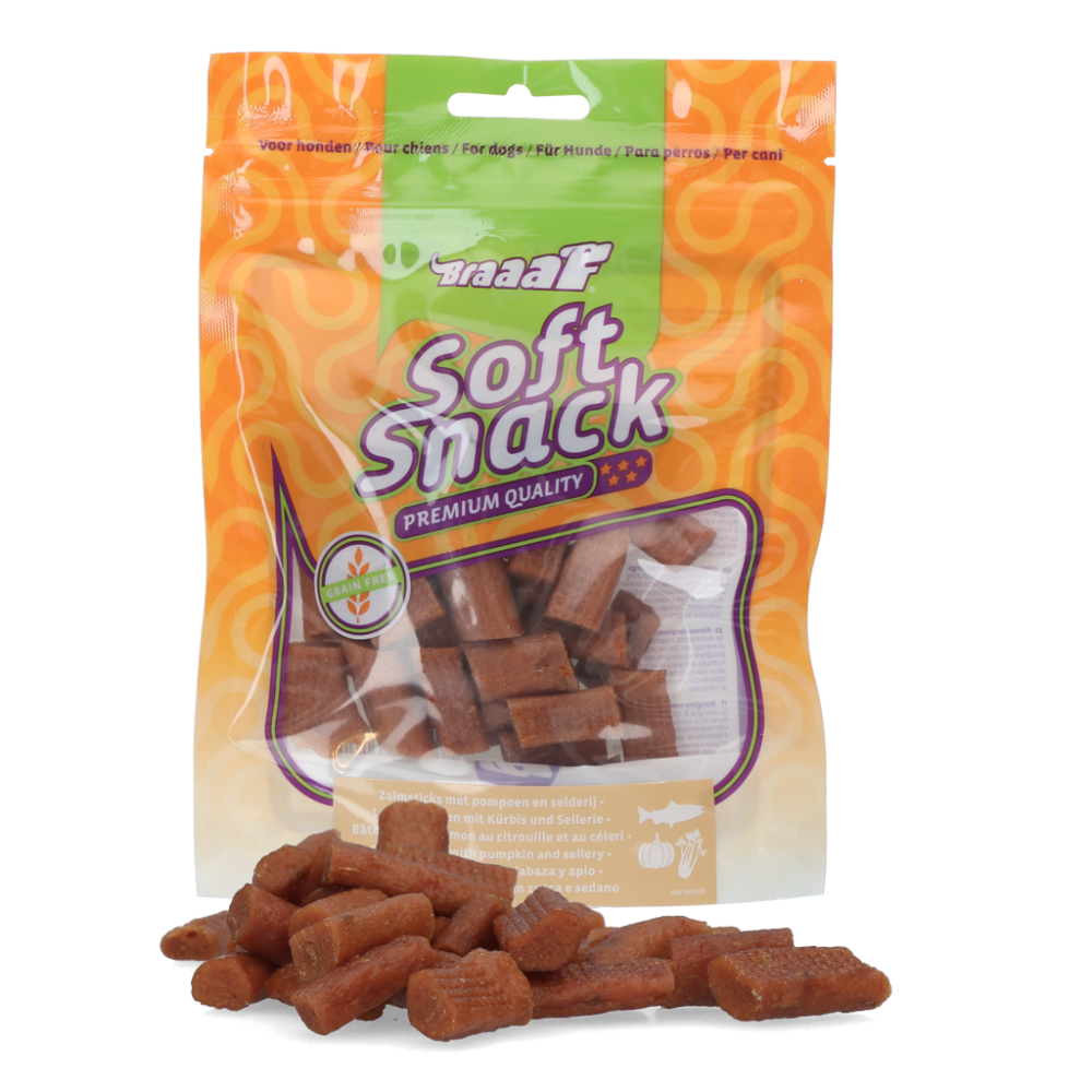 Braaaf Soft Snack met Zalm pompoen en selderij