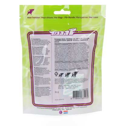 Braaaf VEGAN snack pompoen stick 80 g