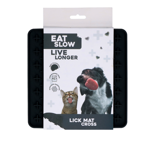 Eat Slow Live Longer Lick Mat Cross Grijs