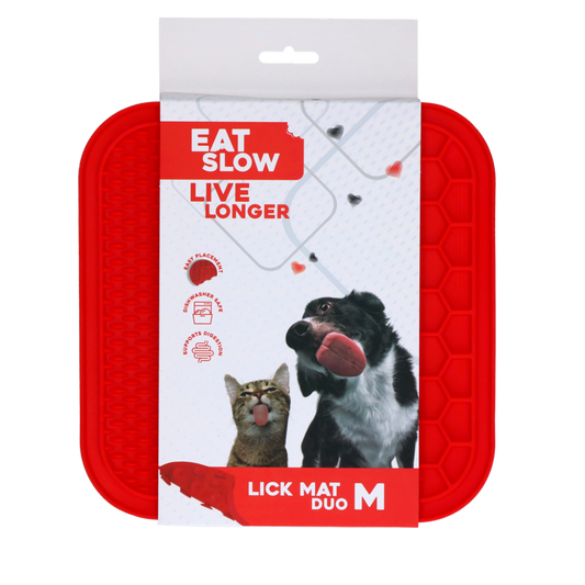 Eat Slow Live Longer Lick Mat Duo M Red
