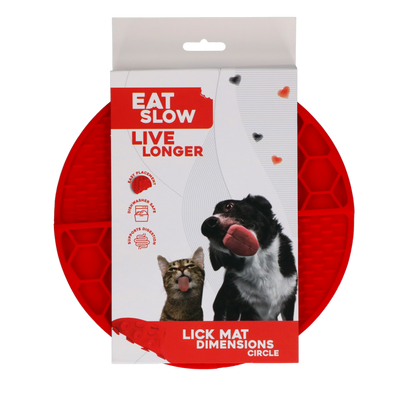 Eat Slow Live Longer Lick Mat Dimensions Circle  Red