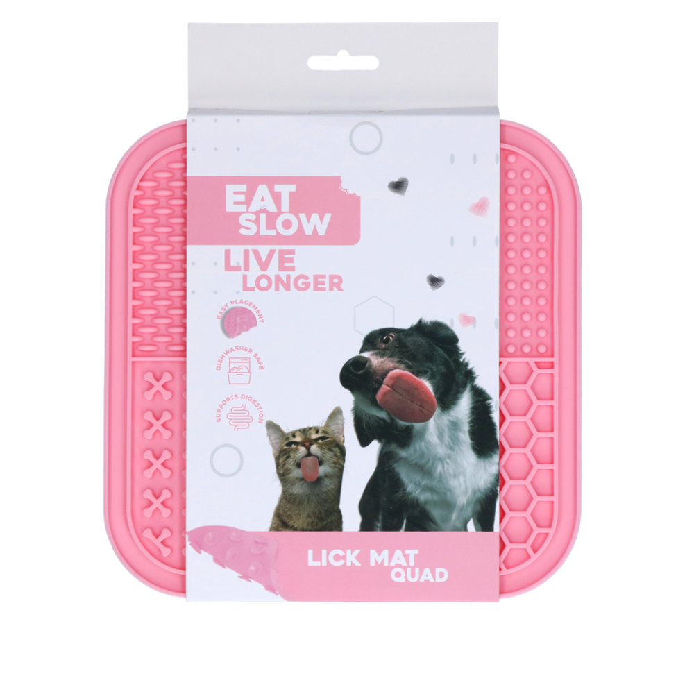 Eat Slow Live Longer Lick Mat Quad Pink