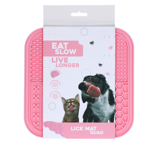 Eat Slow Live Longer Lick Mat Quad Pink