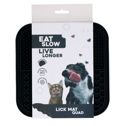 Eat Slow Live Longer Lick Mat Quad Grey