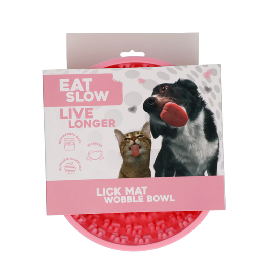 Eat Slow Live Longer Lick Mat Wobble Bowl Pink