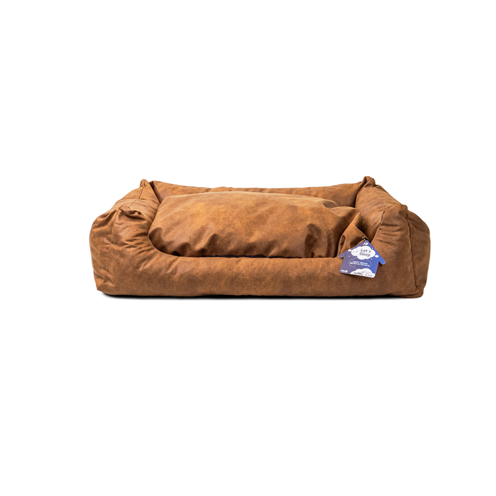 Let&#039;s Sleep Sweet Dreams Hondenmand Met Kussen L Cognac