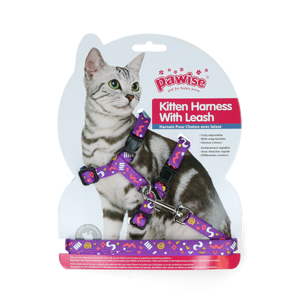 Pawise Kitten Harness Leash-Pink/Purple
