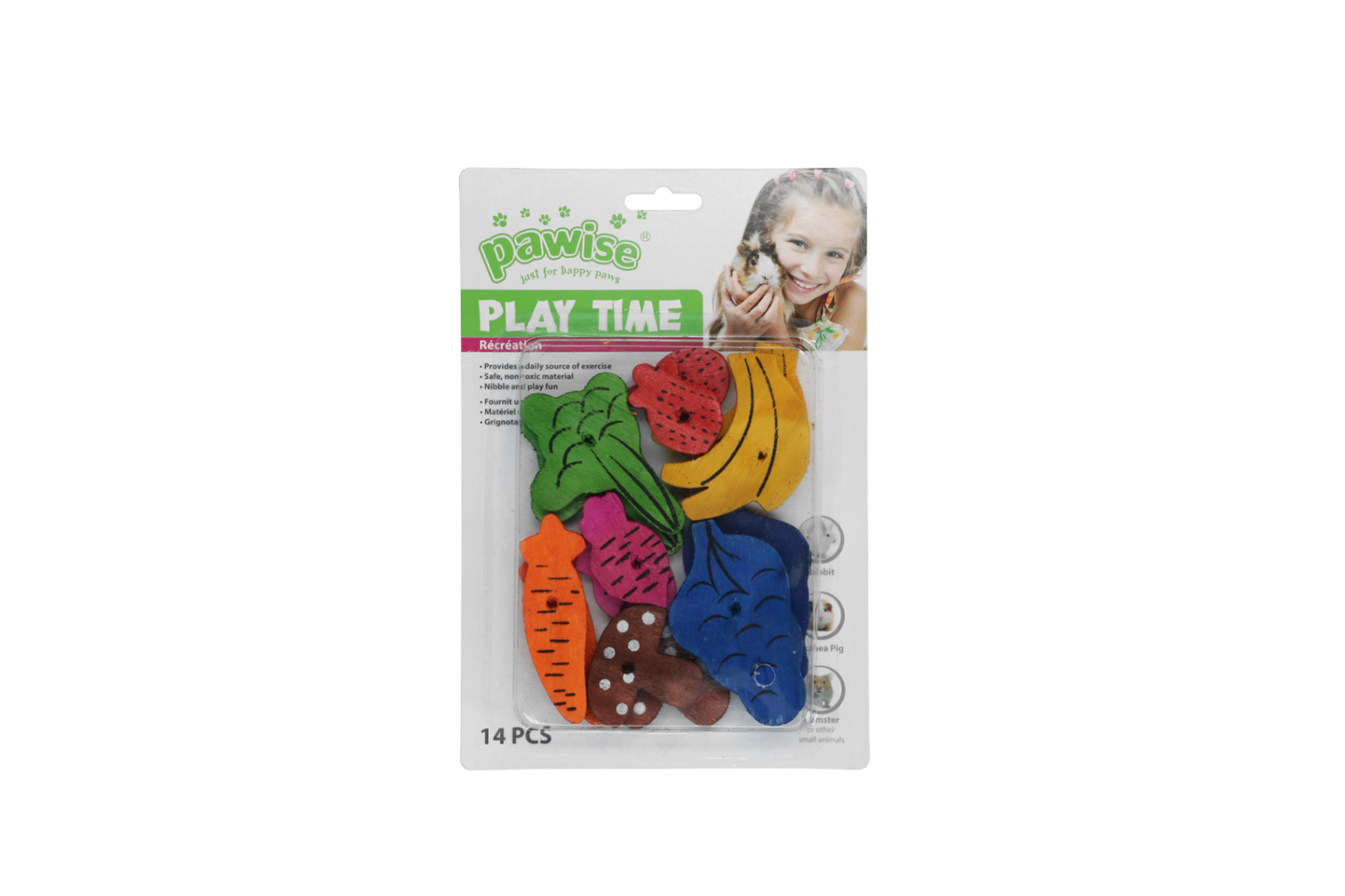 Pawise Small pet play toy-fruit/veggie mix 14pk