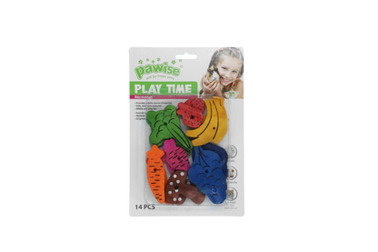Pawise Small pet play toy-fruit/veggie mix 14pk